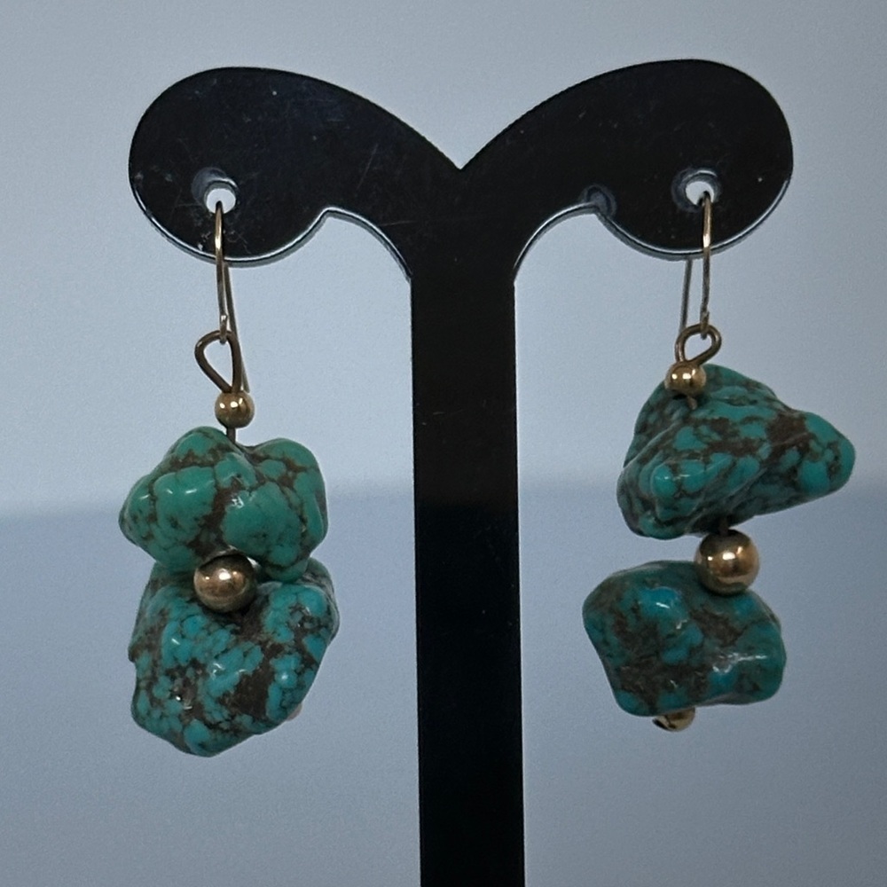 14k real solid gold Turquoise Earrings​